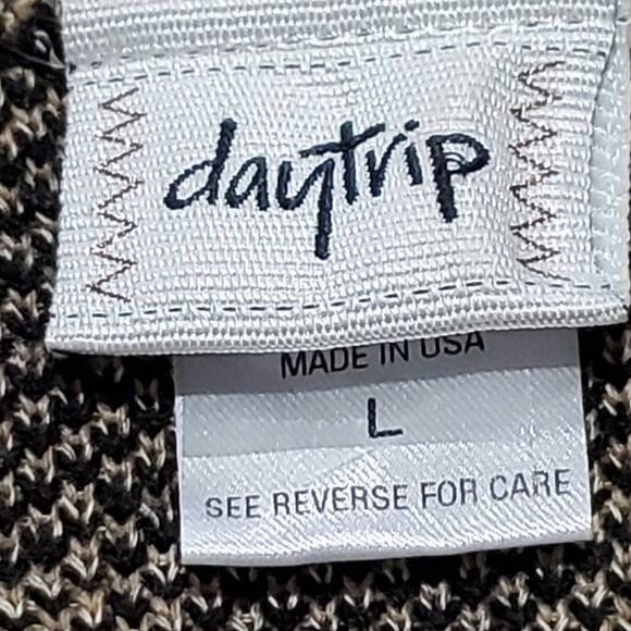 Daytrip Black Brown Long Sleeve Knit Cardigan Career Large - Picture 4 of 6